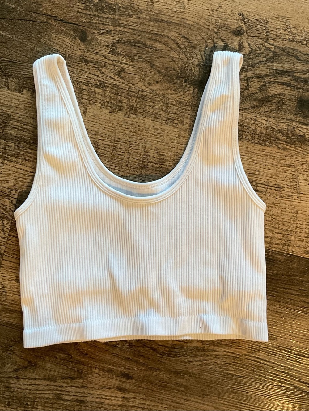 Ribbed White Sports Bra